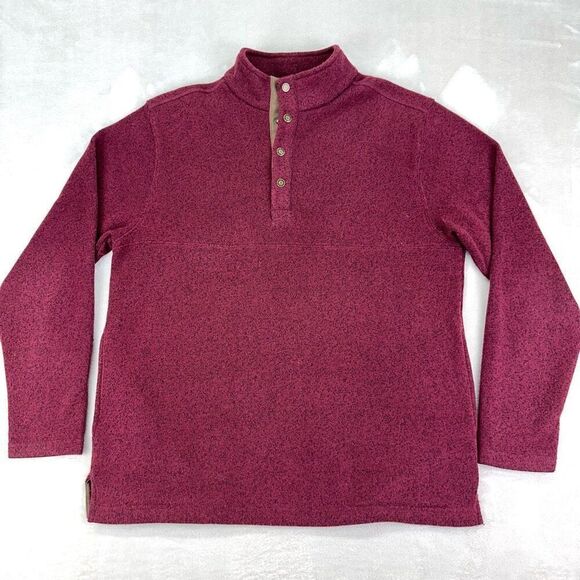 sahalie Sweatshirt Mens Large Burgundy 1/4 Snap Fleece‎ Better Sweater Pullover - Picture 3 of 9